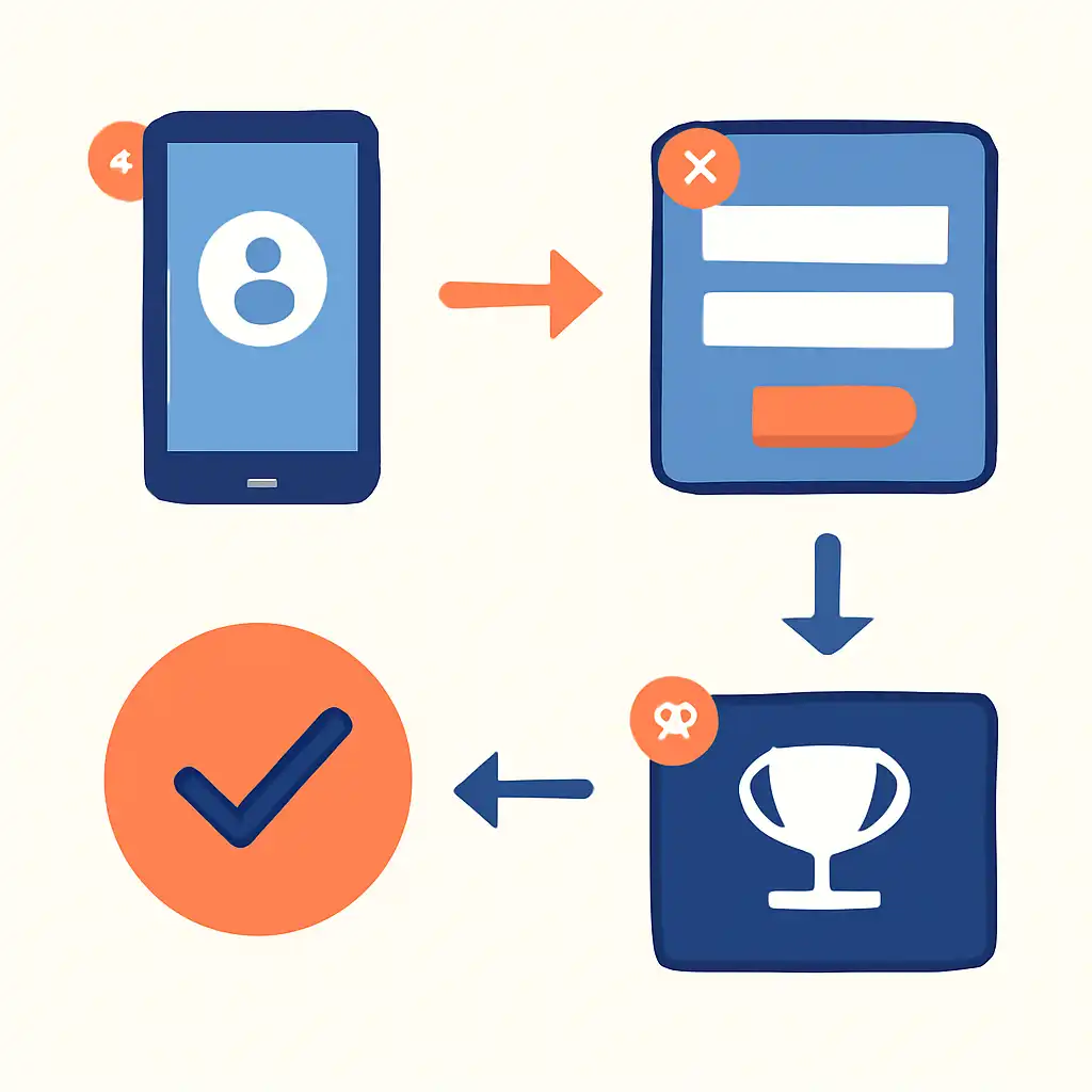 Annotated step diagram: How to Register on IN999 Game? process with numbered callouts