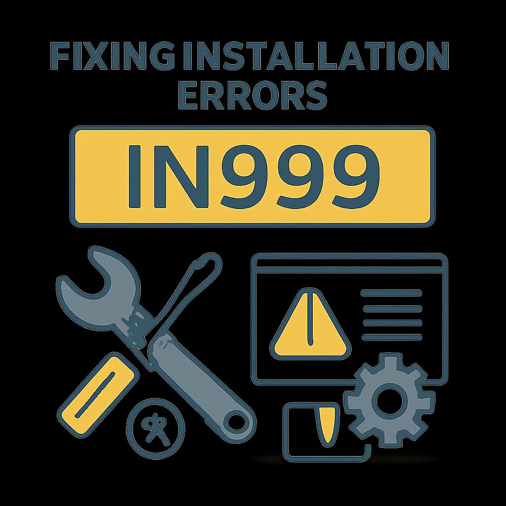 A diagram visualizing troubleshooting steps for IN999 installation issues.