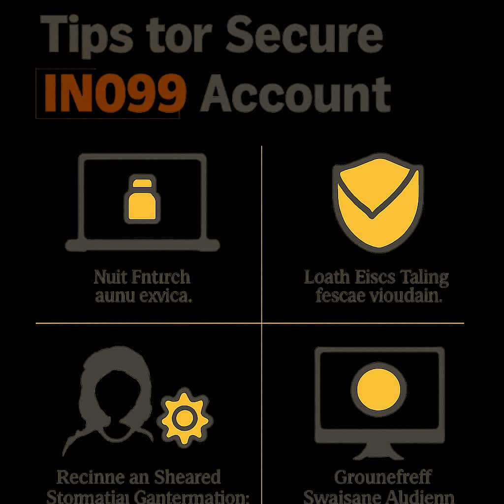 Illustration of IN999 account security tips.