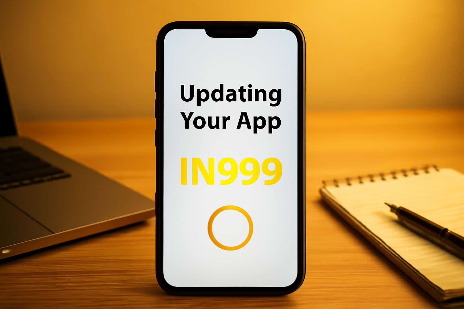 An illustration showing an informative setting about updating the IN999 app.